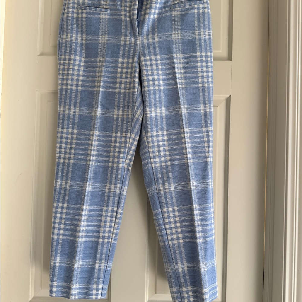Ann Taylor Blue Plaid Cropped Pants